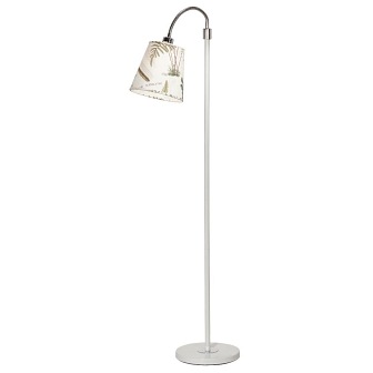Lampa podłogowa Cia biała z abażurem w kwiaty
